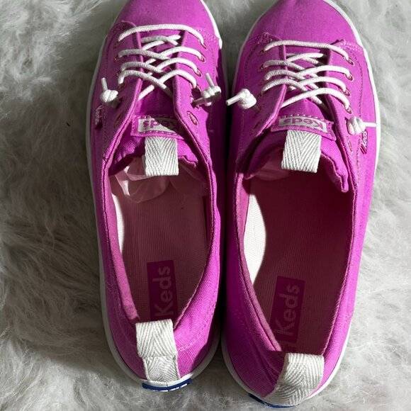WOMENS KICKBACK KEDS CANVAS SLID ONS - NEON PINK , SIZE 8.5 - Picture 2 of 5
